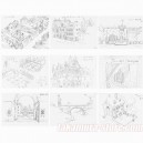 Wanwan Sanjushi Backgrounds model sheets