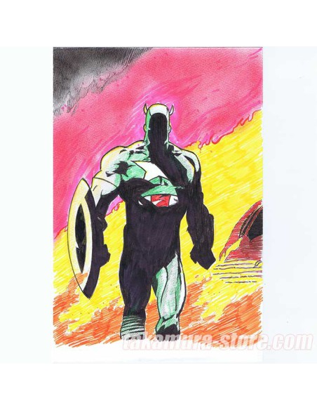 Kazuo Tomizawa's original color drawing of Captain America